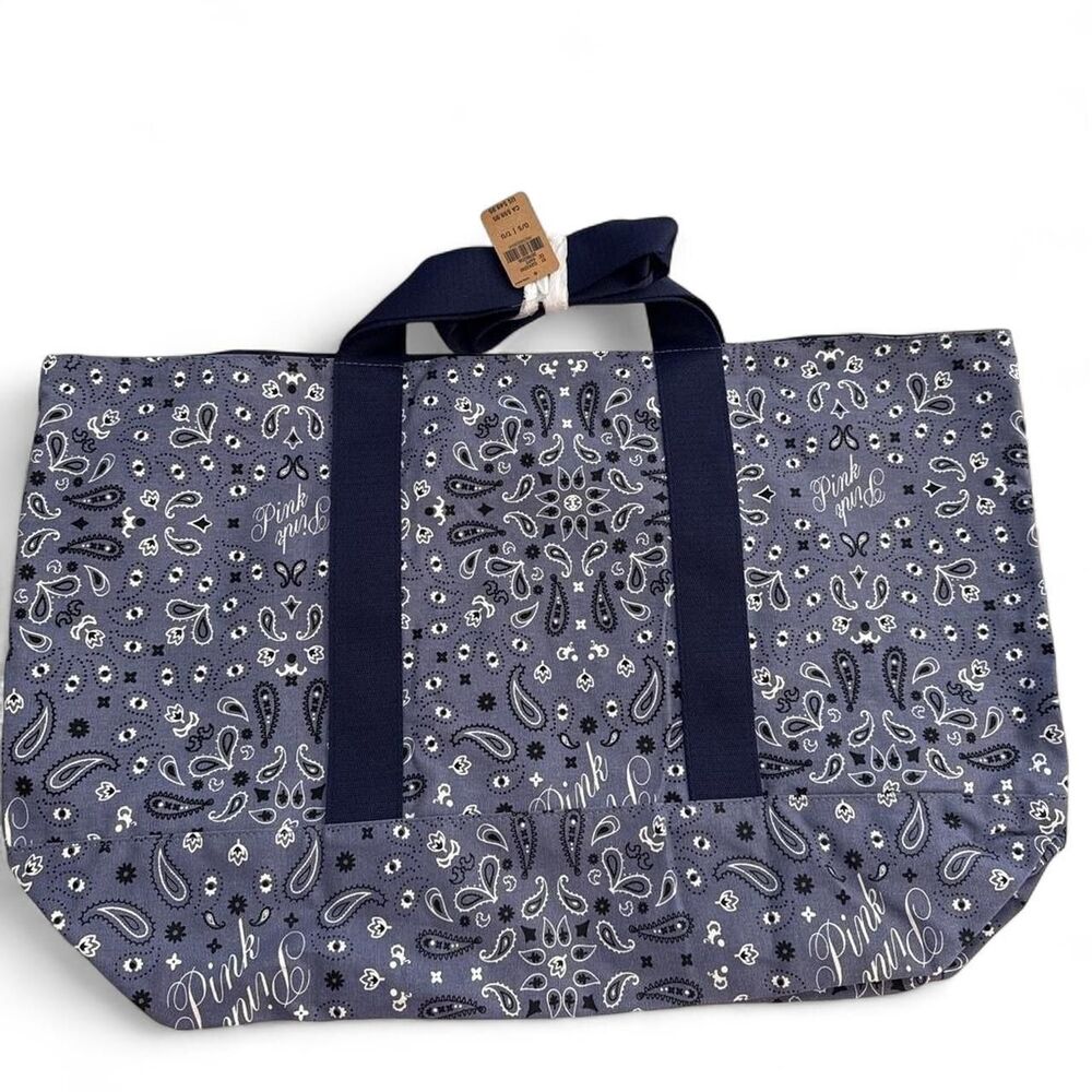 Victoria's Secret Blue Paisley Tote Bag Large Travel Beach Gym Back to School